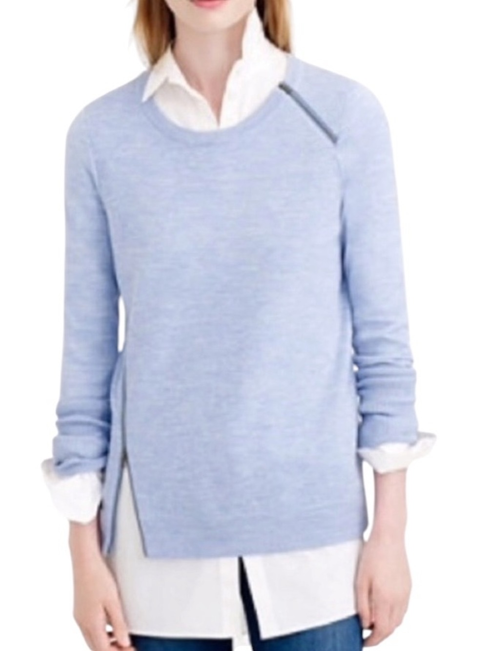 J. Crew merino wool asymmetrical zipper front sweater size S excellent condition